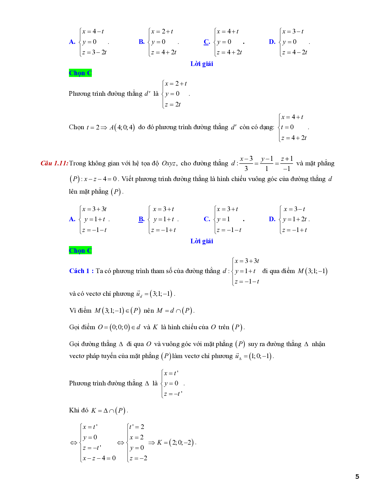 20 câu trắc nghiệm tìm hình chiếu của điểm trên mặt phẳng tọa độ - có đáp án chi tiết (trang 5)