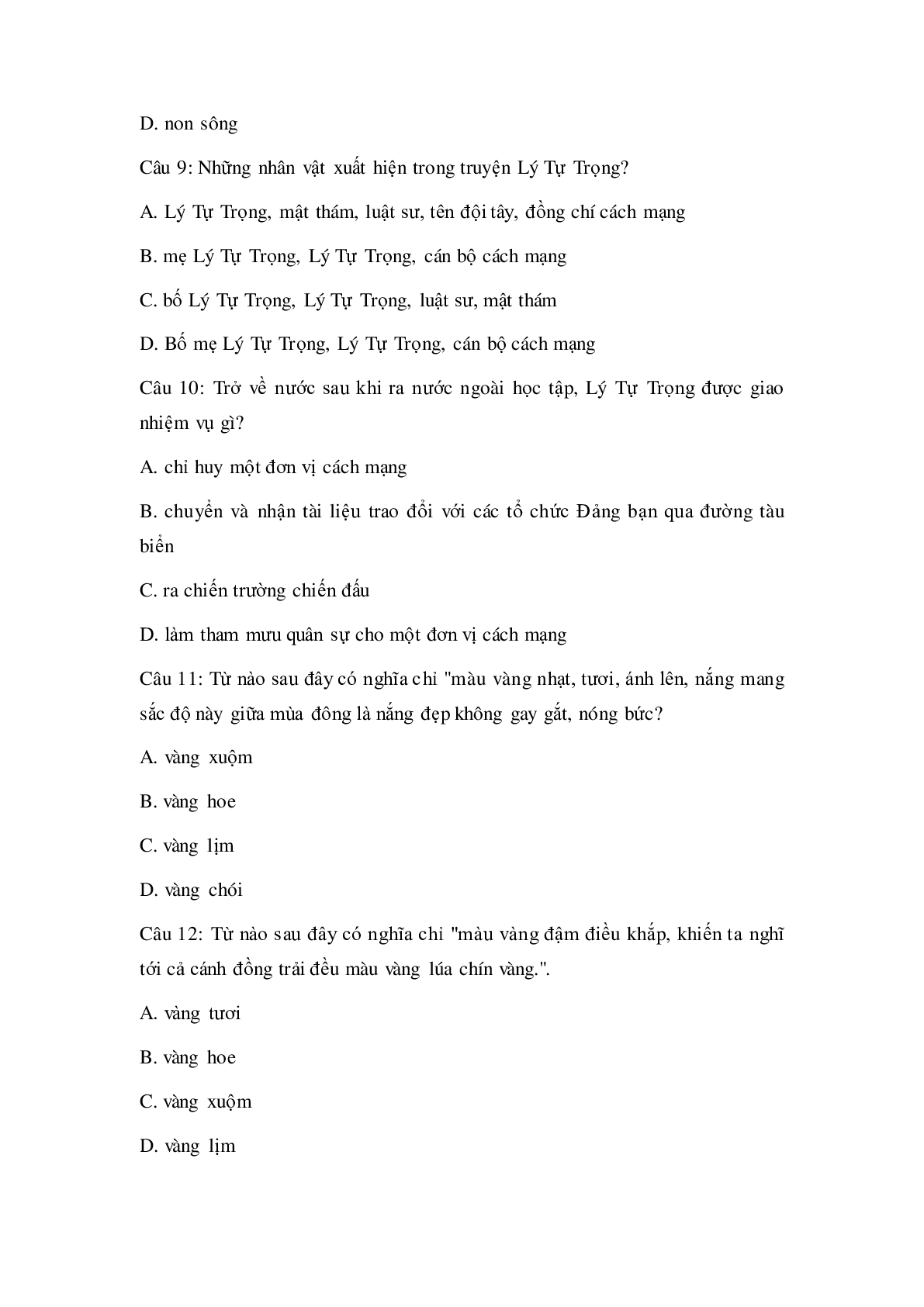 Trắc nghiệm Tiếng Việt lớp 5 Tuần 1 có đáp án (trang 3)