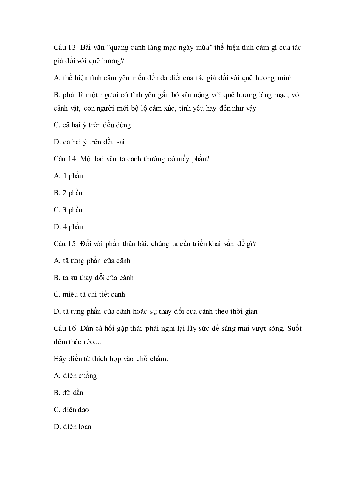Trắc nghiệm Tiếng Việt lớp 5 Tuần 1 có đáp án (trang 4)