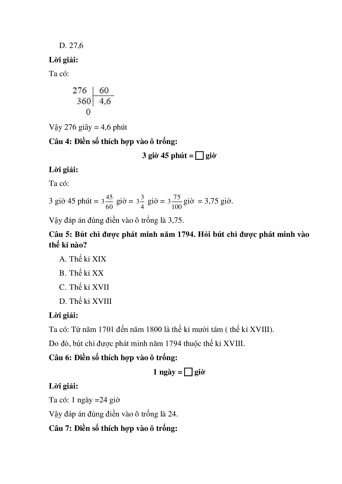 12 câu Trắc nghiệm Ôn tập về đo thời gian có đáp án 2023 – Toán lớp 5 (trang 2)