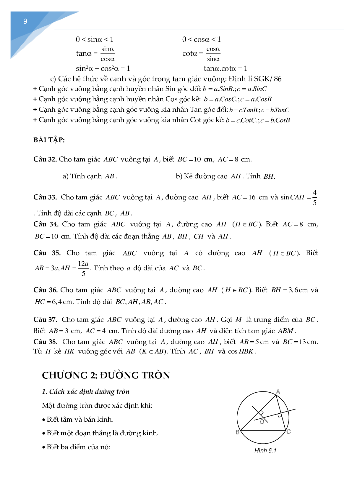 Đề cương ôn tập môn Toán 9 học kỳ I chọn lọc, có đáp án (trang 9)