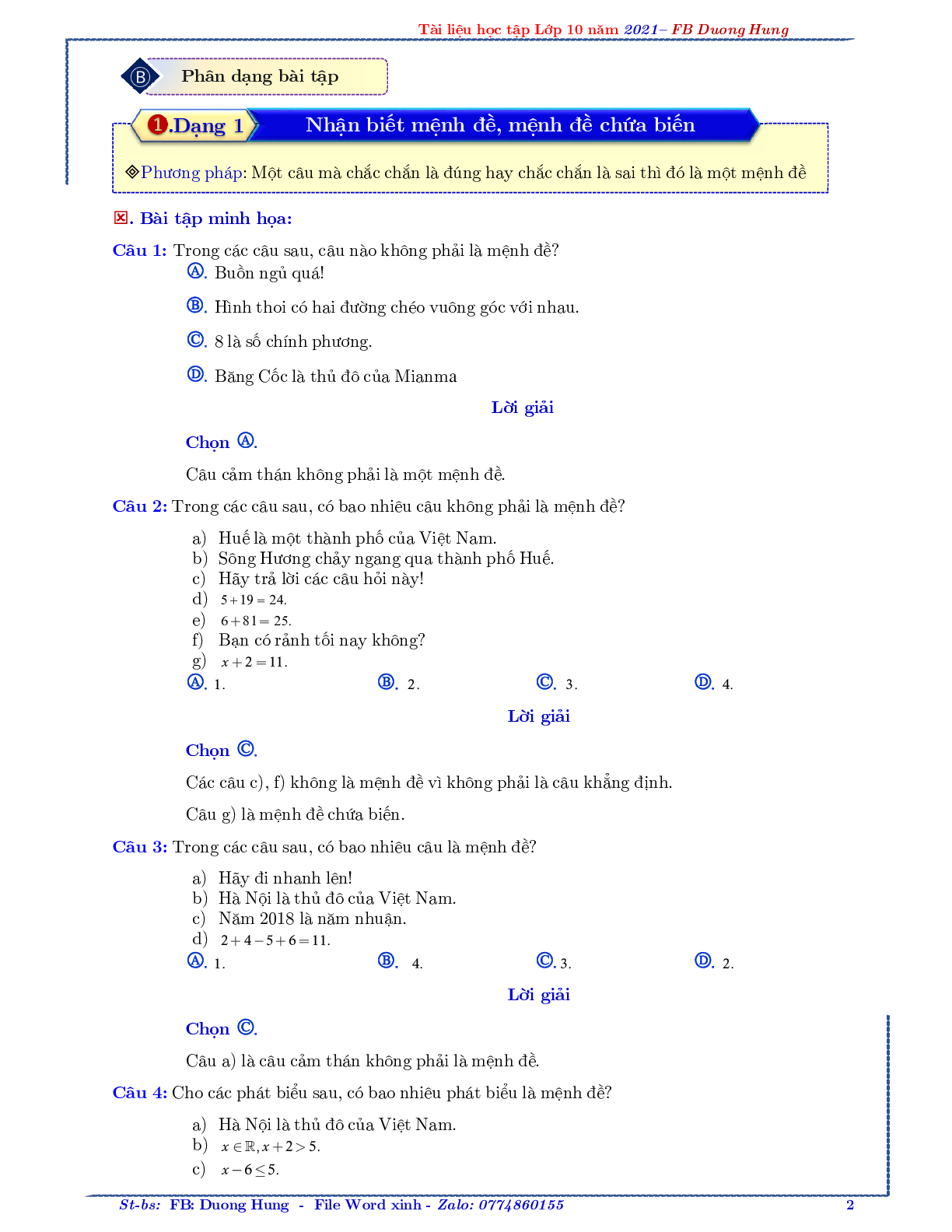 Chuyên đề về mệnh đề và tập hợp - bản 1 (trang 2)