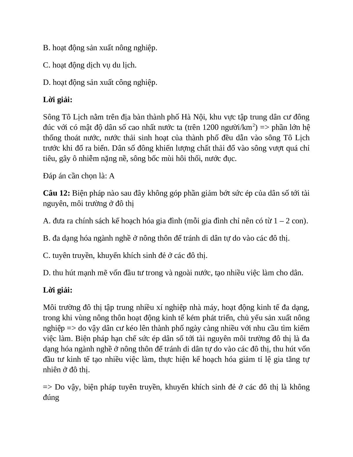 Địa Lí 7 Bài 10 (Lý thuyết và trắc nghiệm): Dân số và sức ép dân số tới tài nguyên, môi trường ở đới nóng (trang 8)