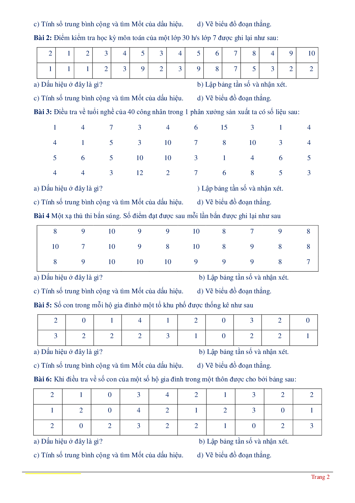 Hướng dẫn ôn thi học kỳ II Toán 7 (trang 2)