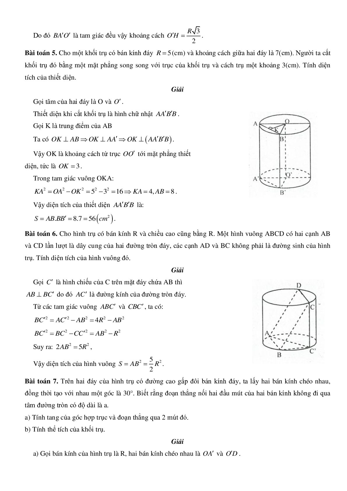 Mặt trụ - Hình trụ - Khối trụ - Ôn thi THPT QG môn toán (trang 3)