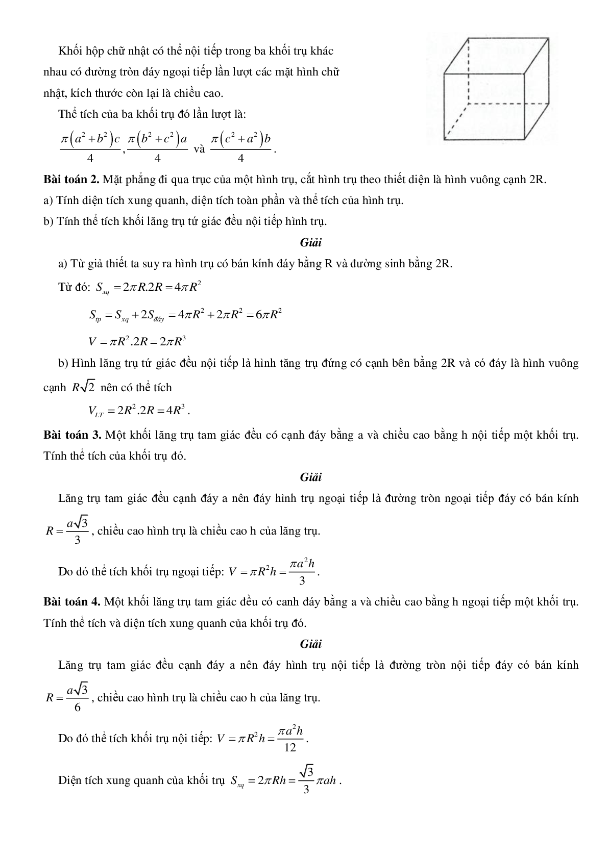 Mặt trụ - Hình trụ - Khối trụ - Ôn thi THPT QG môn toán (trang 5)