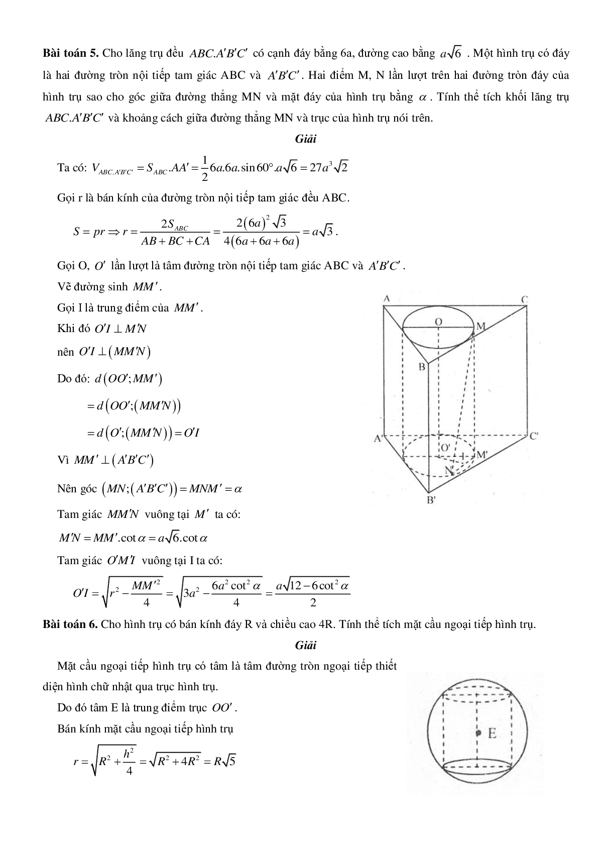 Mặt trụ - Hình trụ - Khối trụ - Ôn thi THPT QG môn toán (trang 6)