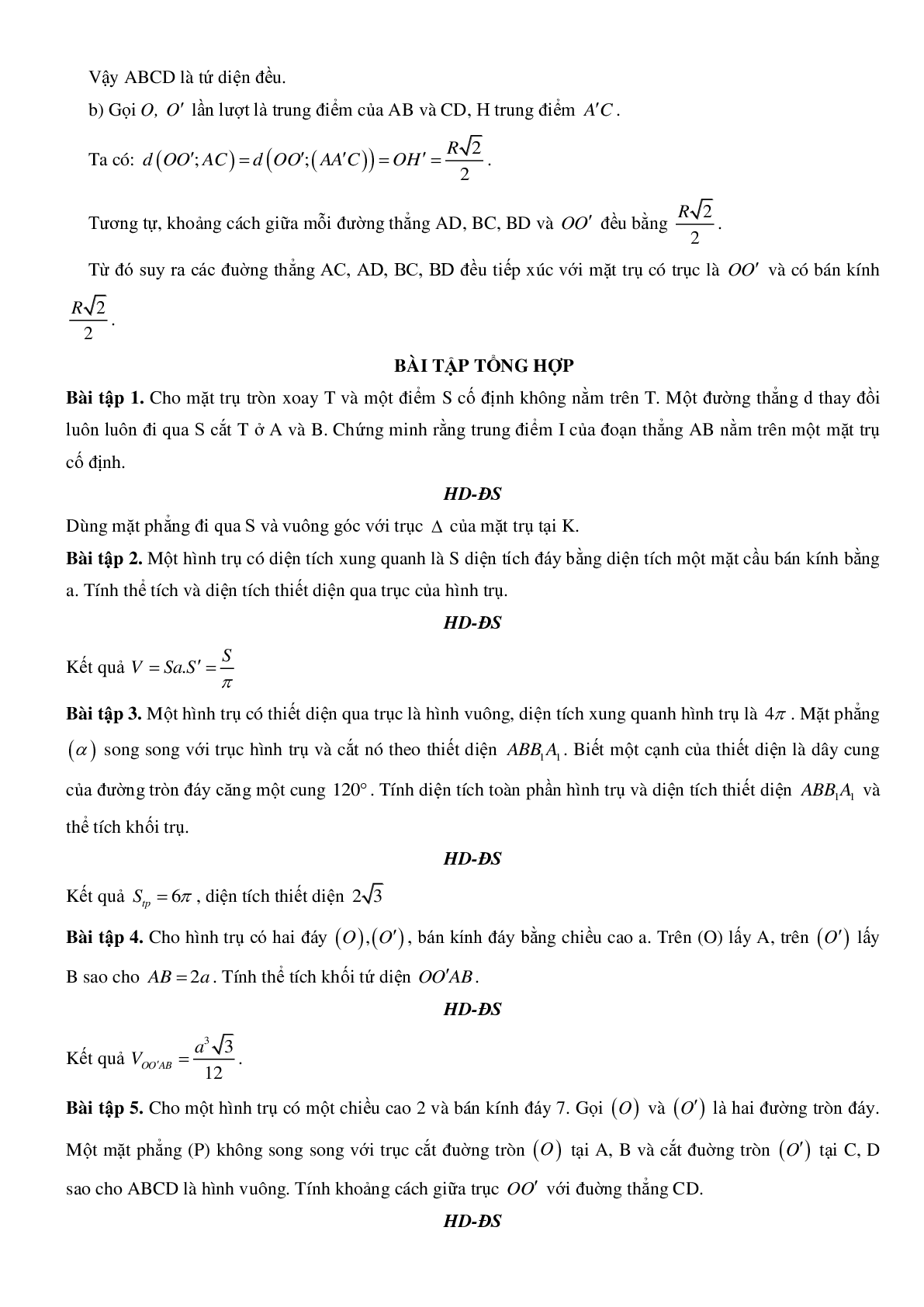Mặt trụ - Hình trụ - Khối trụ - Ôn thi THPT QG môn toán (trang 8)