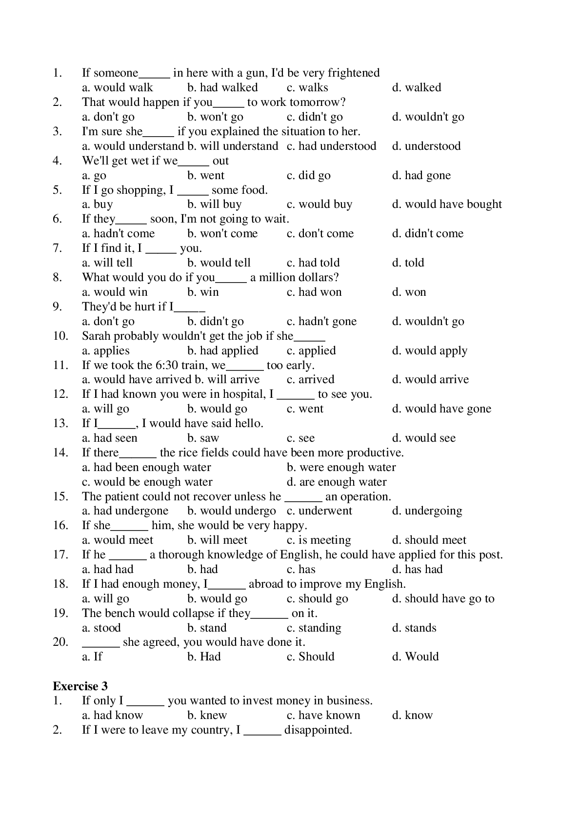 Bài tập trắc nghiệm Câu điều kiện Tiếng anh lớp 10 có đáp án (trang 2)