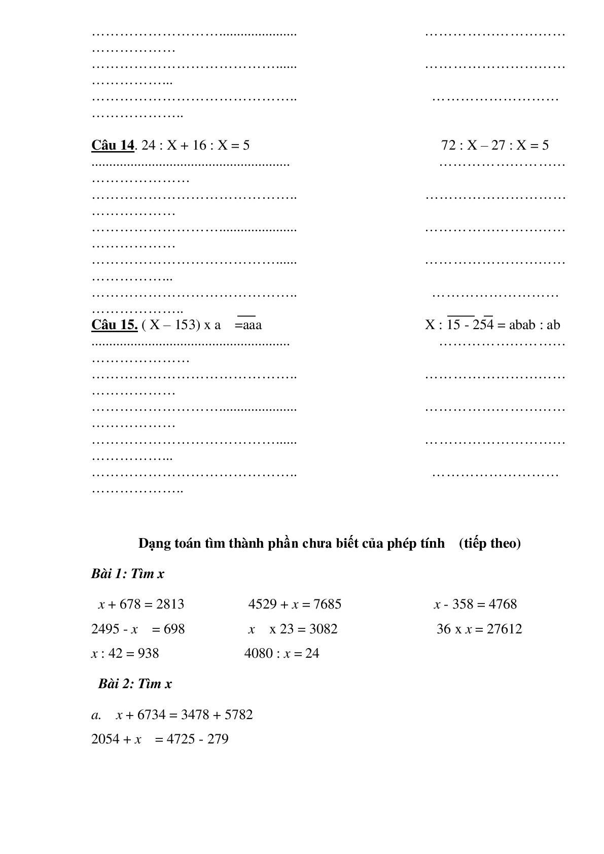 Dạng toán tìm X môn Toán lớp 4 (trang 10)
