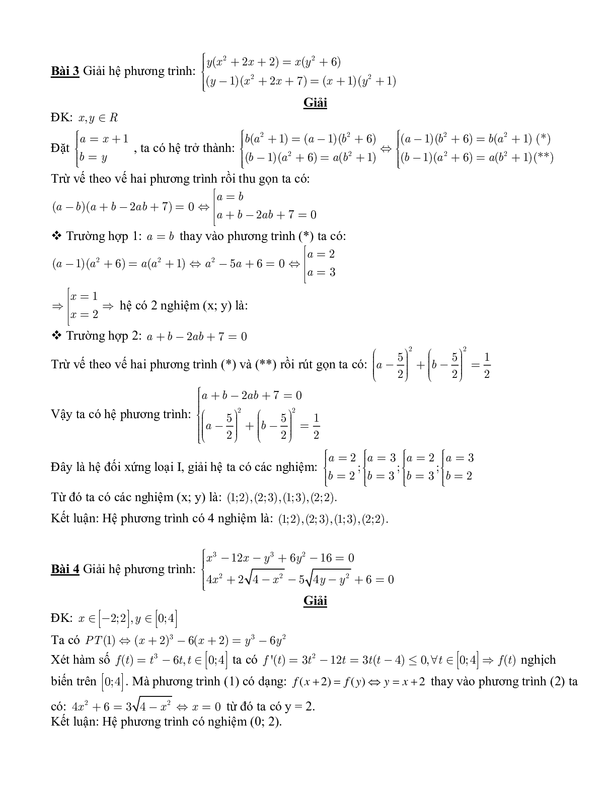 Tuyển tập 100 bài toán Hệ phương trình (trang 4)
