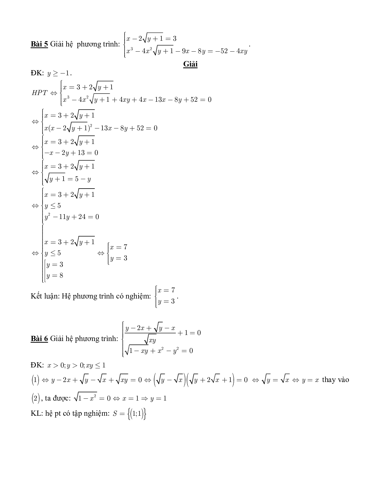 Tuyển tập 100 bài toán Hệ phương trình (trang 5)