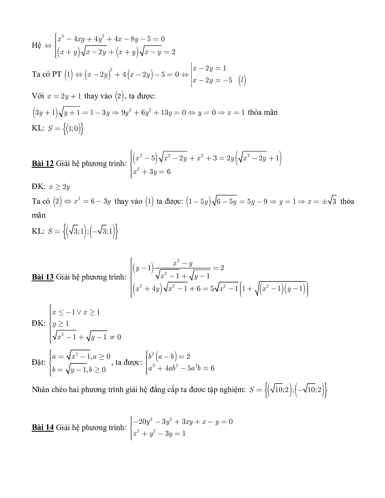 Tuyển tập 100 bài toán Hệ phương trình (trang 8)