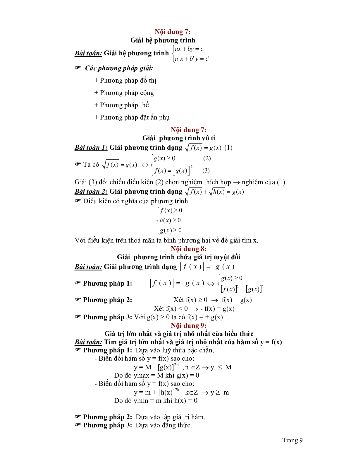 Lý thuyết và bài tập phần Đại số Toán lớp 9 (trang 9)