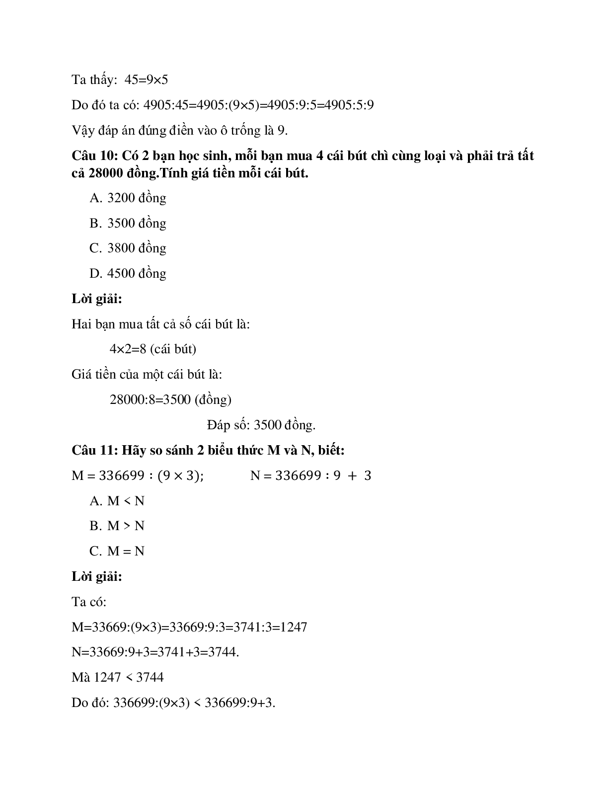 25 câu Trắc nghiệm Chia một số cho một tích có đáp án 2023 – Toán lớp 4 (trang 4)