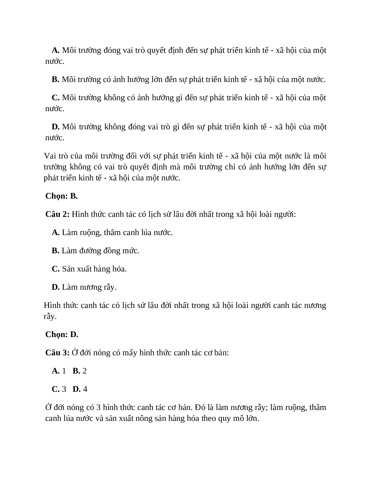 Địa Lí 7 Bài 8 (Lý thuyết và trắc nghiệm): Các hình thức canh tác trong nông nghiệp ở đới nóng (trang 6)