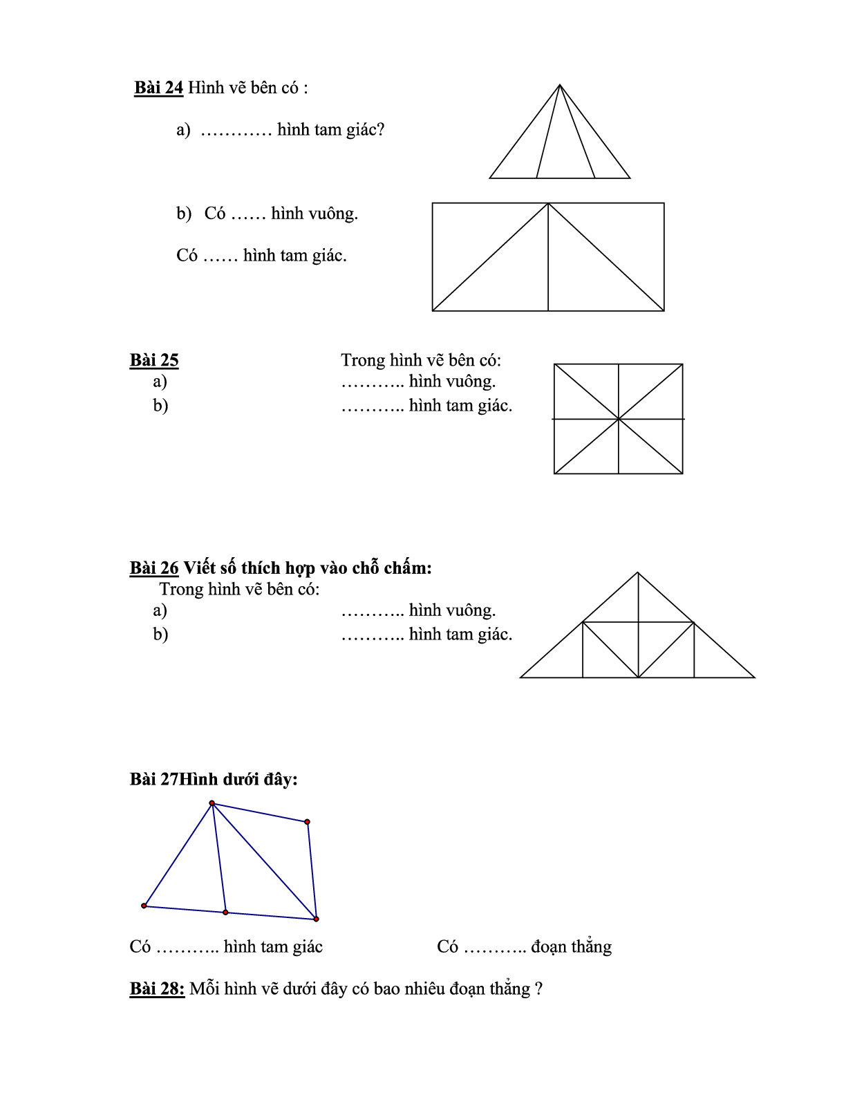 Bài tập về Hình tam giác phần 2 có đáp án, chọn lọc (trang 1)