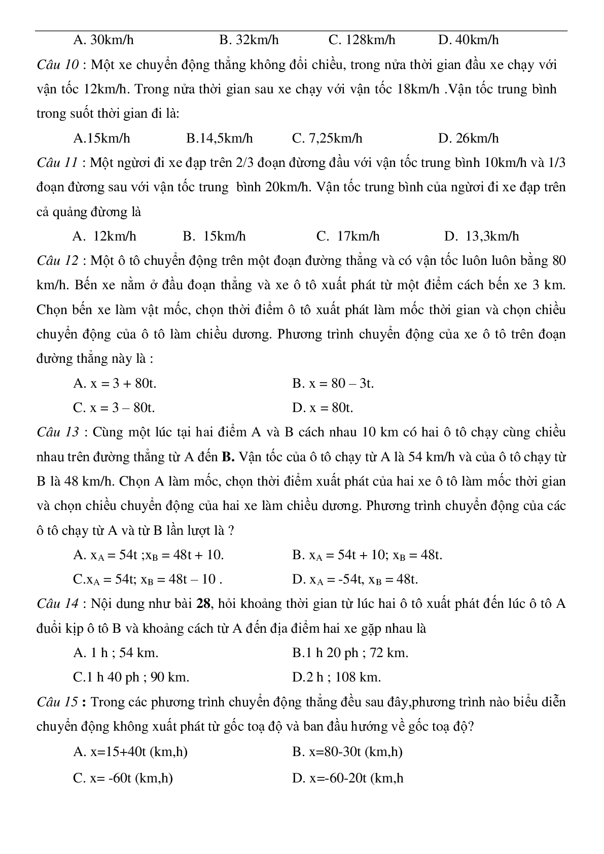Dạng bài Chuyển động thẳng đều môn Vật Lý  lớp 10 (trang 5)
