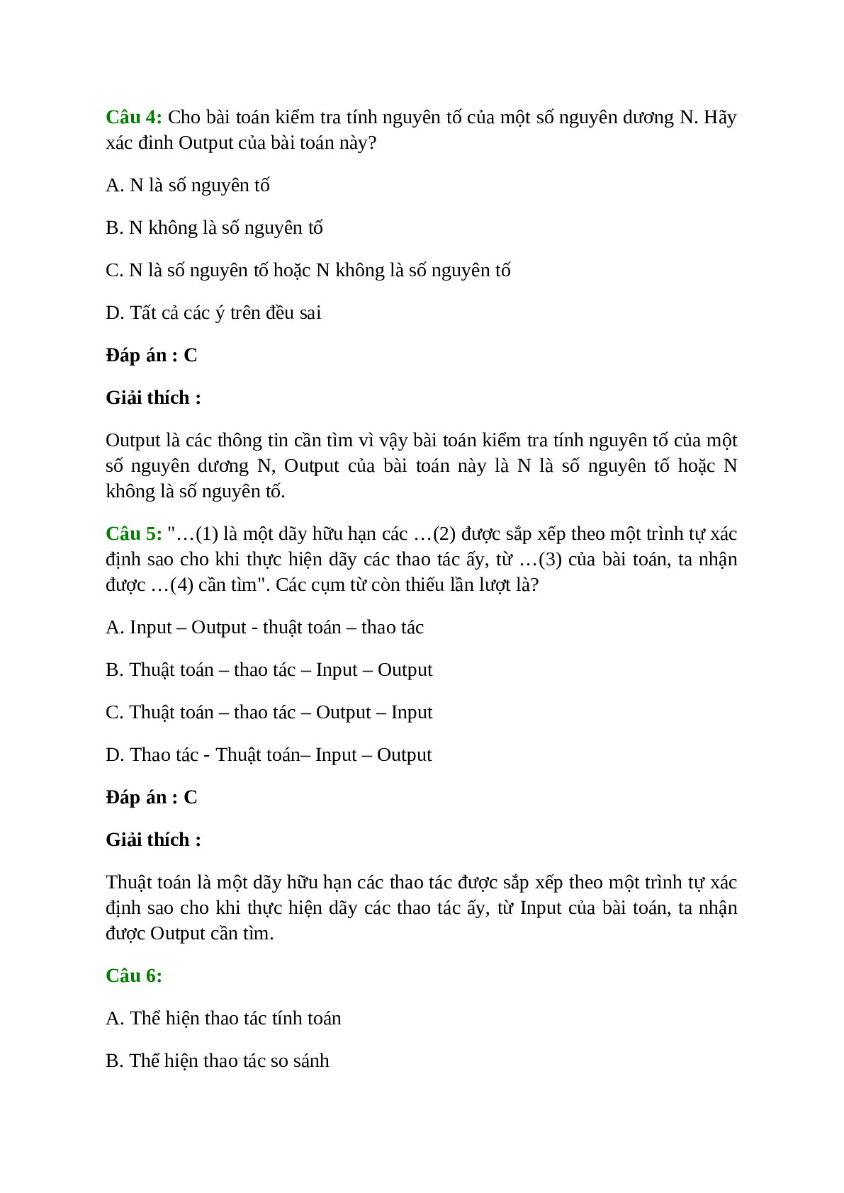 Tin học 10 Bài 4 (Lý thuyết và trắc nghiệm): Bài toán và thuật toán (trang 10)