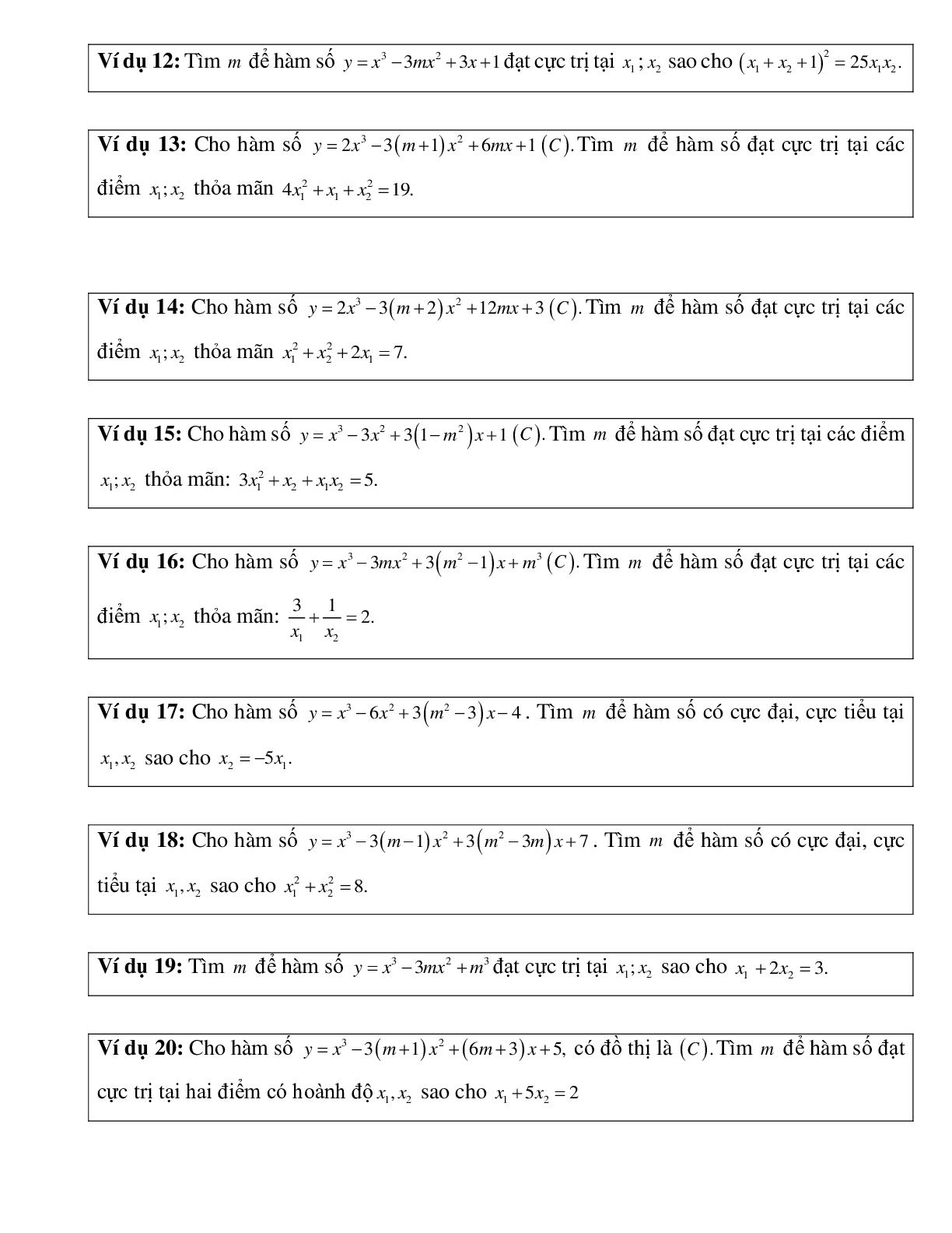 Tìm M để đồ thị hàm số đạt cực trị tại các điểm A,B thỏa mãn điều kiện cho trước (trang 3)