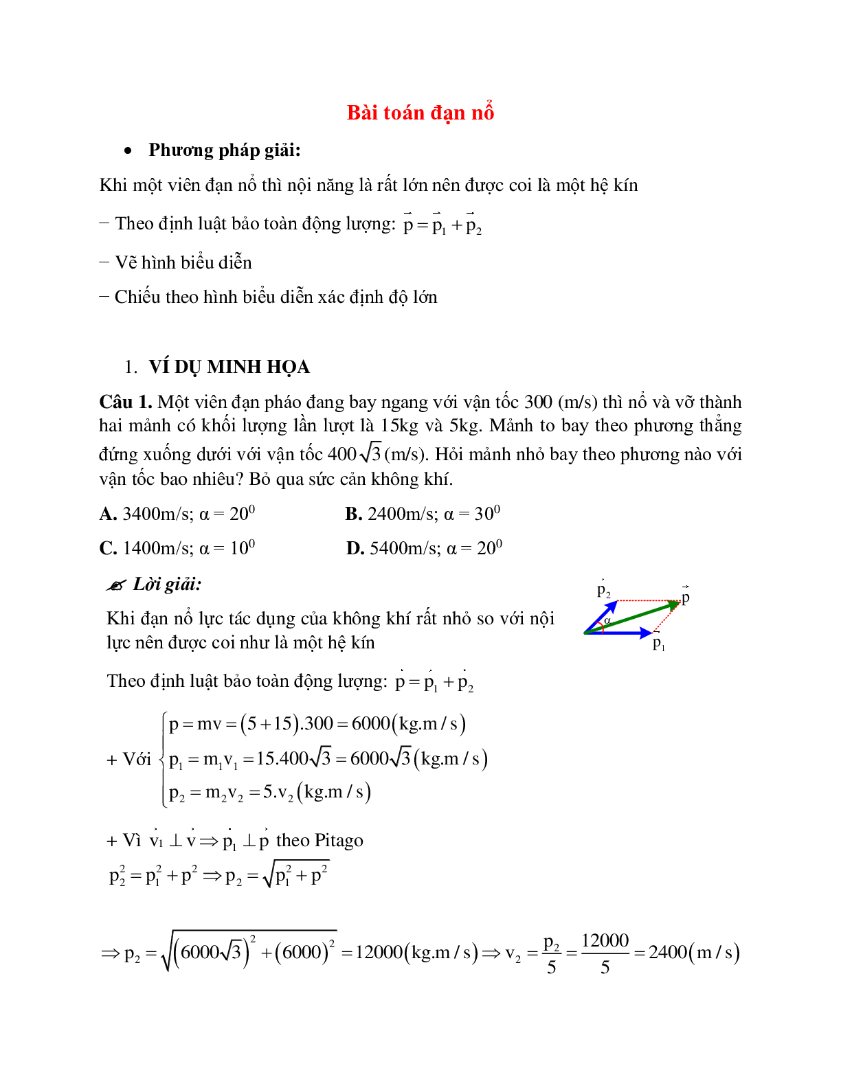 Phương pháp giải và bài tập về Bài toán đạn nổ có đáp án (trang 1)