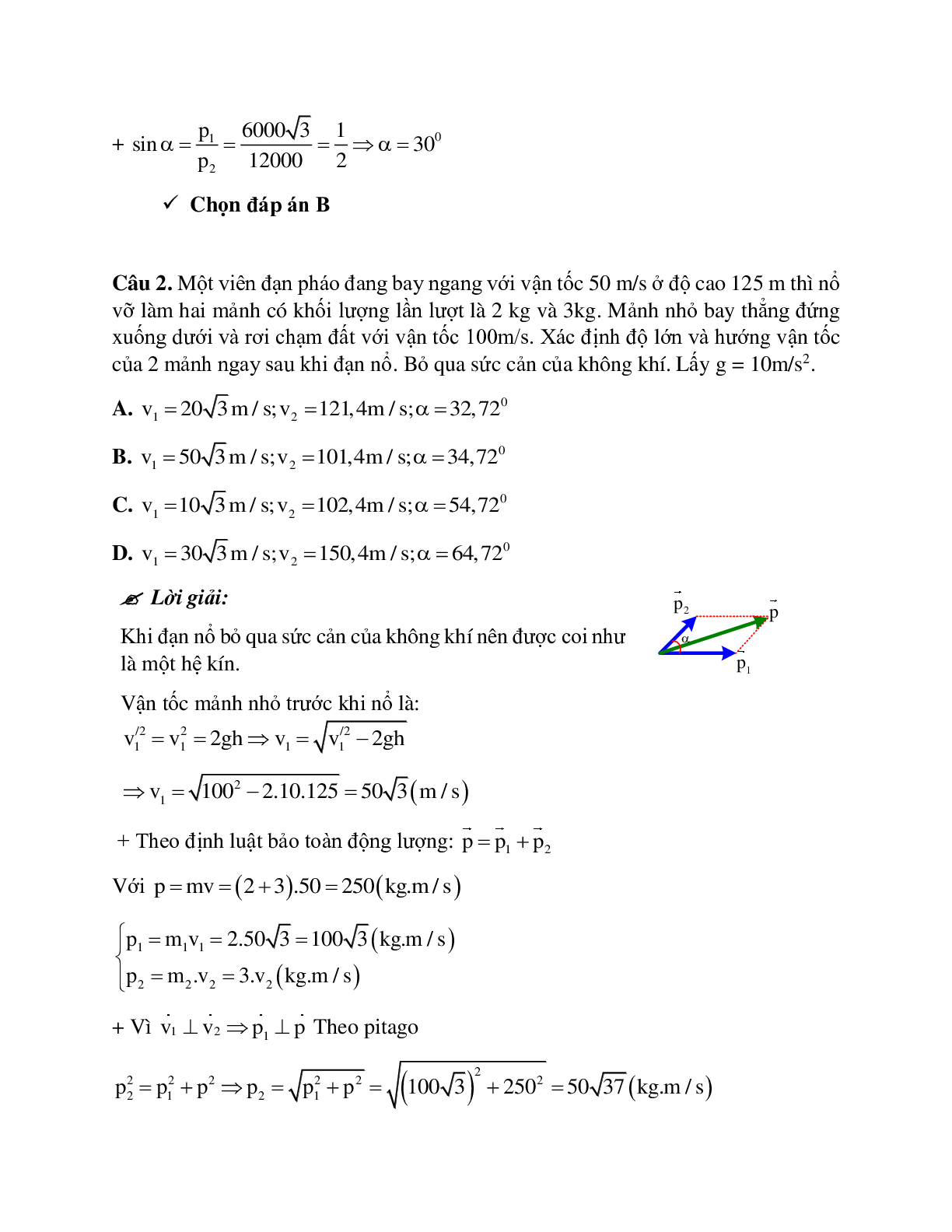Phương pháp giải và bài tập về Bài toán đạn nổ có đáp án (trang 2)