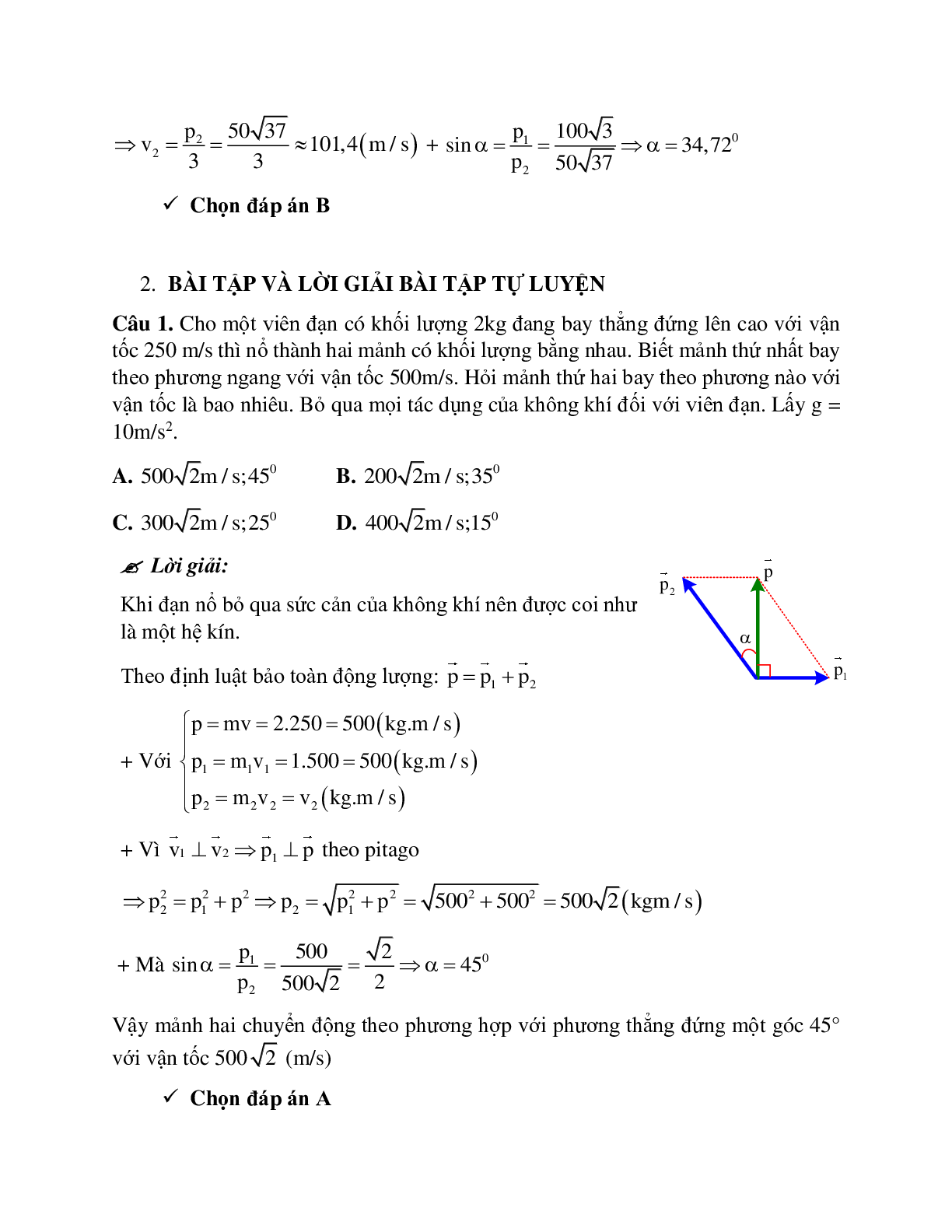 Phương pháp giải và bài tập về Bài toán đạn nổ có đáp án (trang 3)