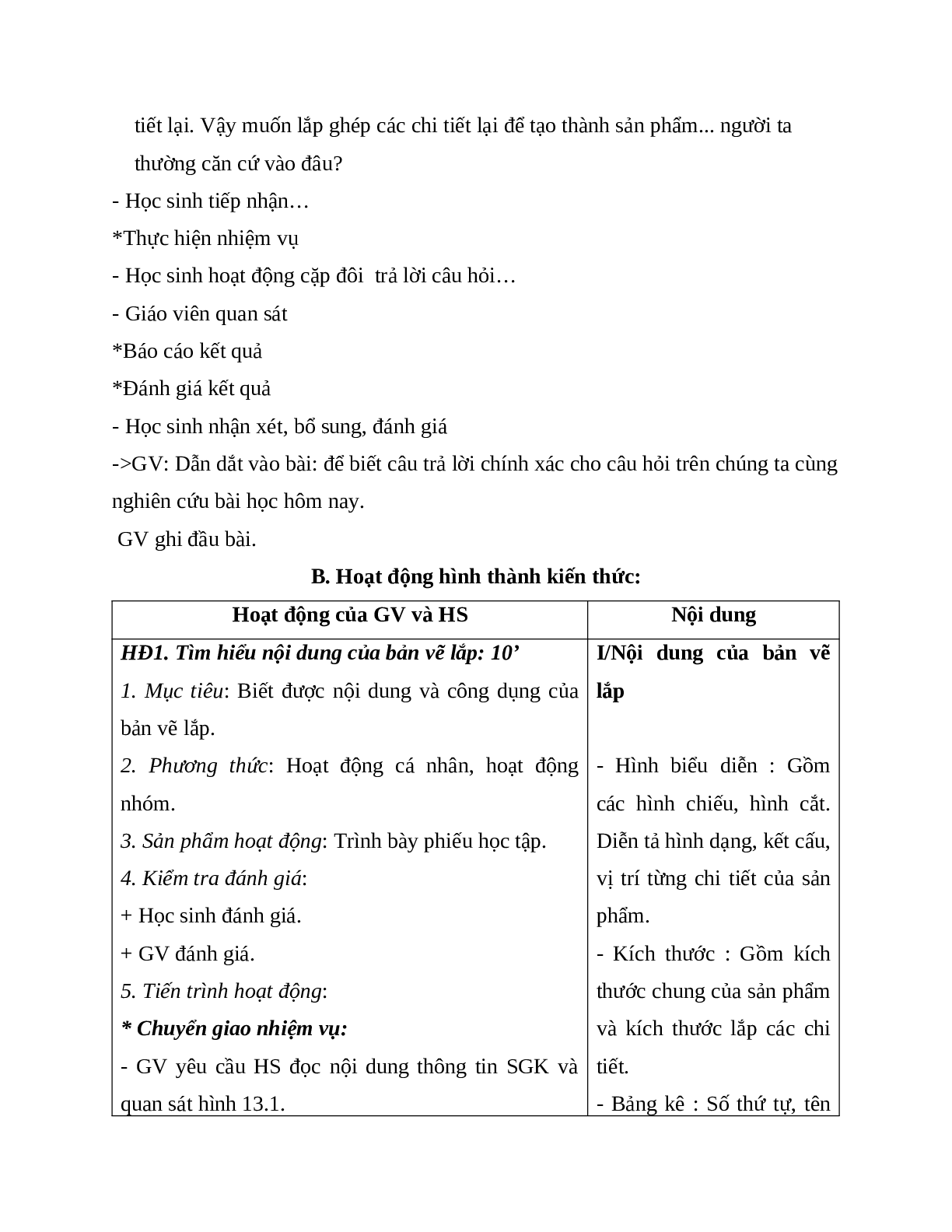 Giáo án Công Nghệ 8 Bài 13: Bản vẽ lắp mới nhất - CV5512 (trang 2)