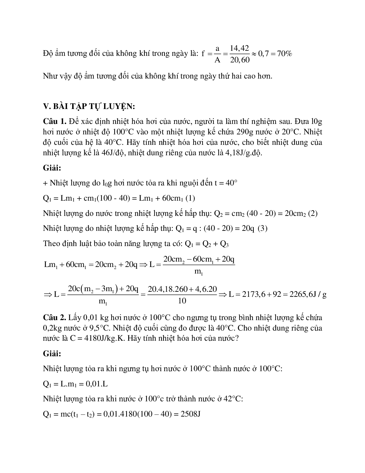 Bài tập về sự chuyển thể của các chất có lời giải (trang 5)