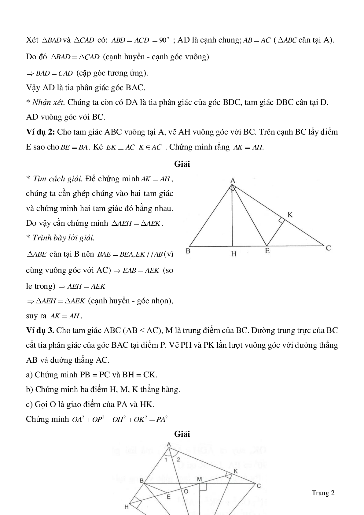 Tất tần tật về Các trường hợp bằng nhau của tam giác vuông chi tiết (trang 2)