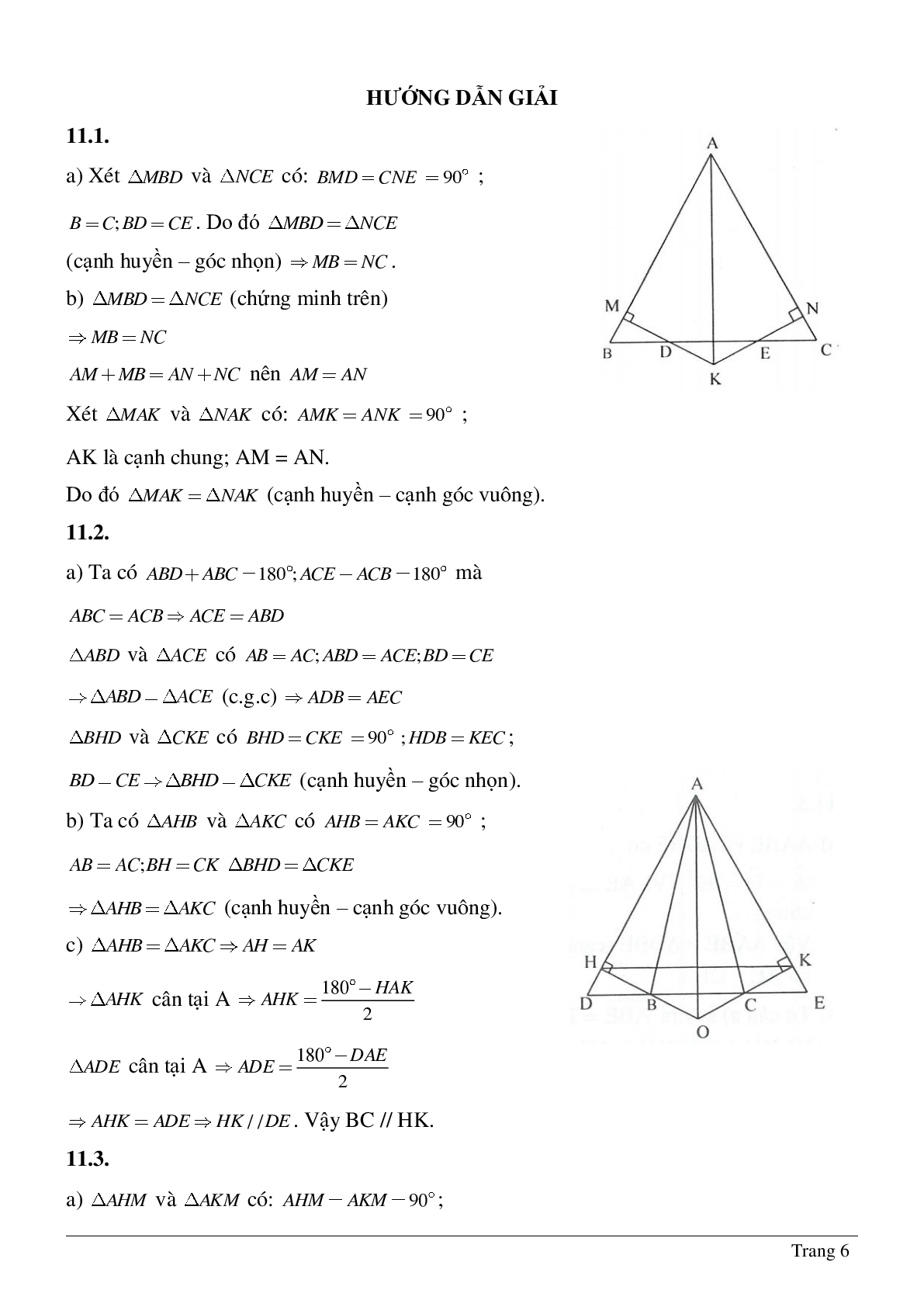 Tất tần tật về Các trường hợp bằng nhau của tam giác vuông chi tiết (trang 6)