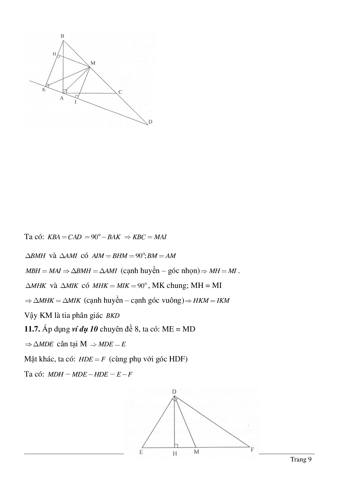 Tất tần tật về Các trường hợp bằng nhau của tam giác vuông chi tiết (trang 9)