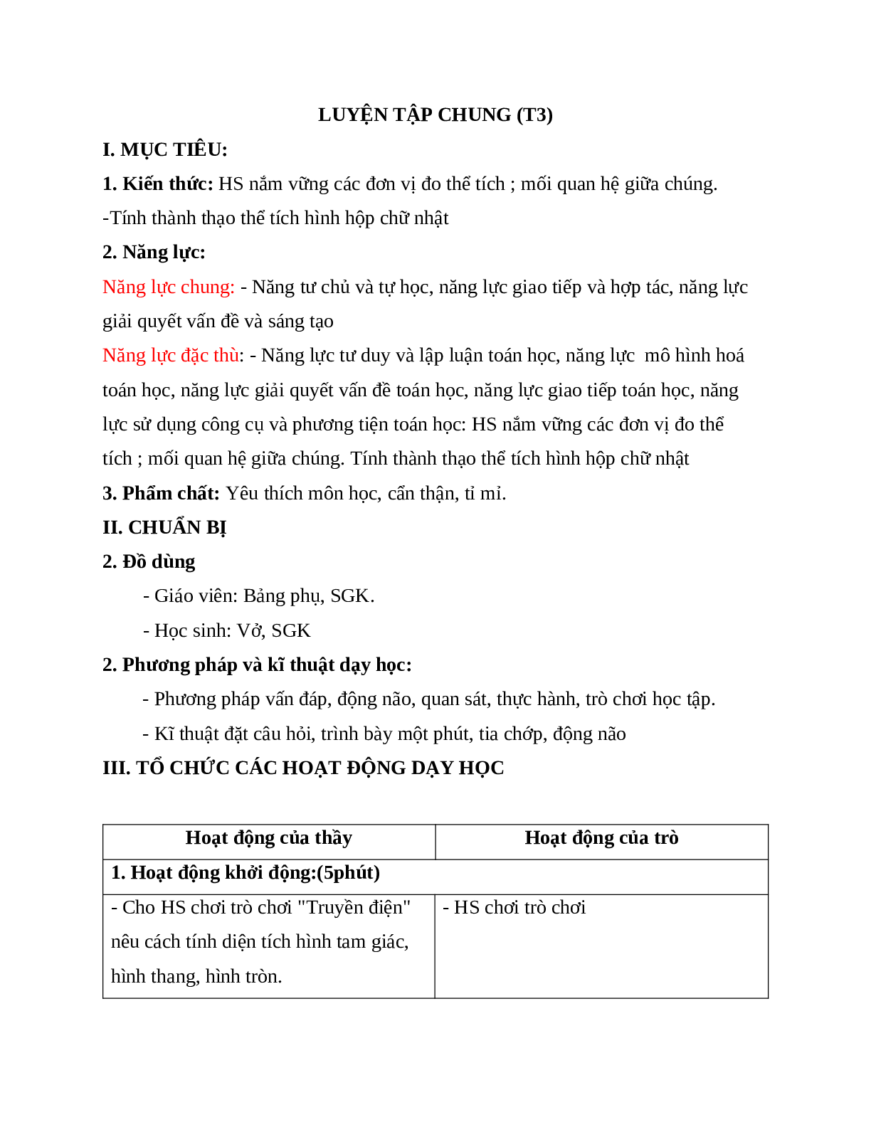 Giáo án toán 5 luyện tập chung (t3) mới nhất (trang 1)