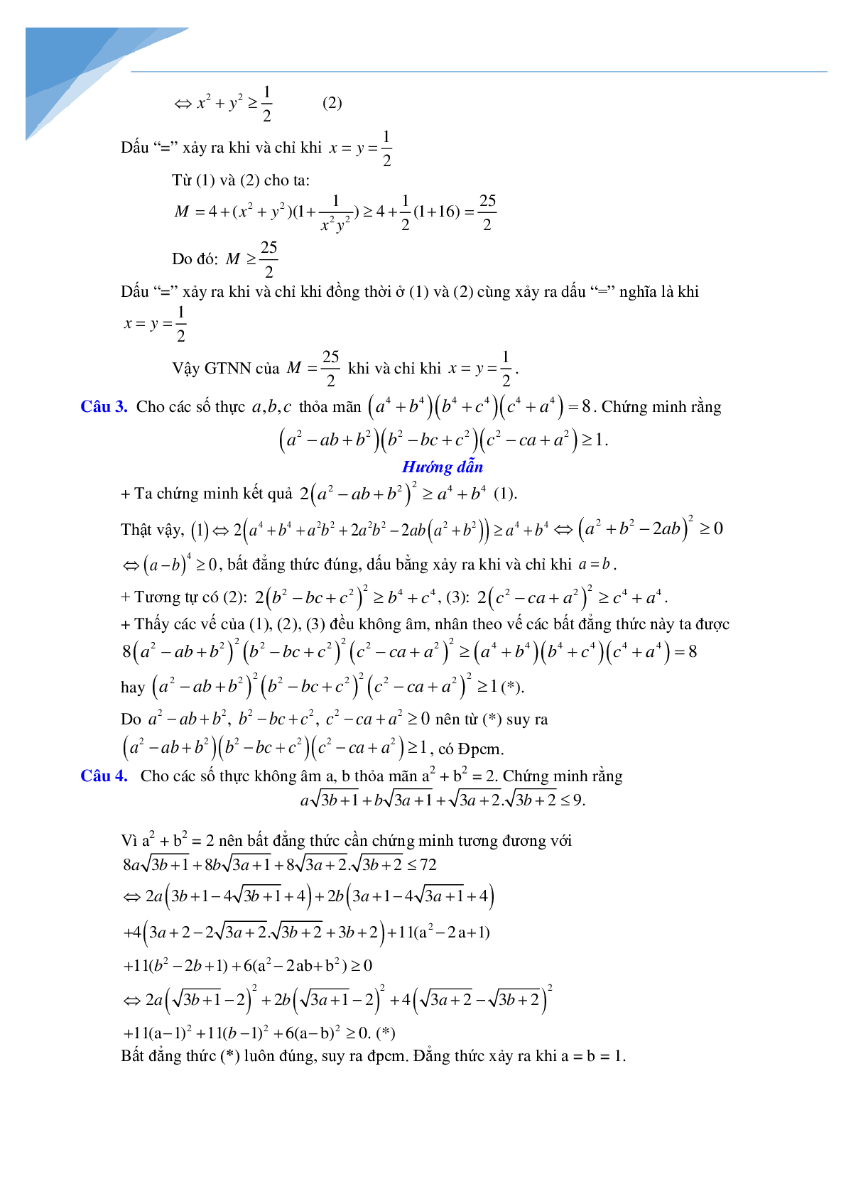 Các phương pháp chứng minh bất đẳng thức và tìm min max (trang 2)