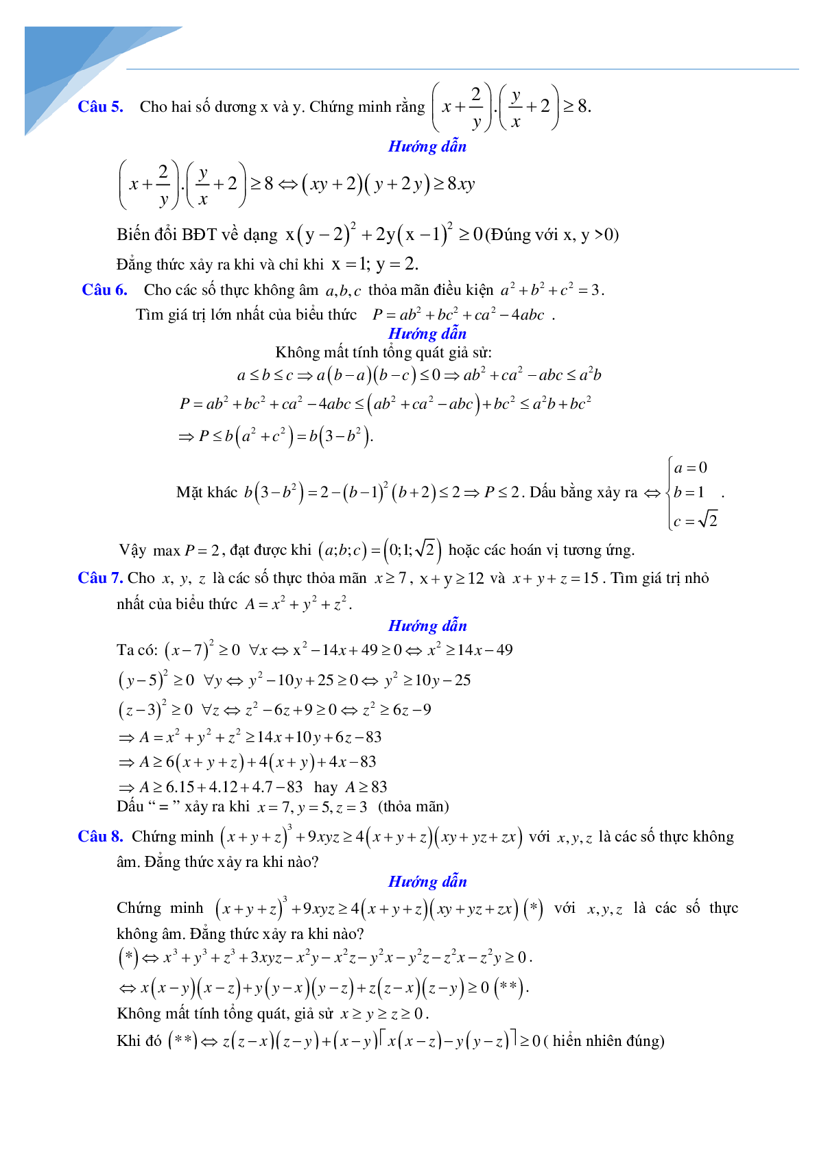 Các phương pháp chứng minh bất đẳng thức và tìm min max (trang 3)