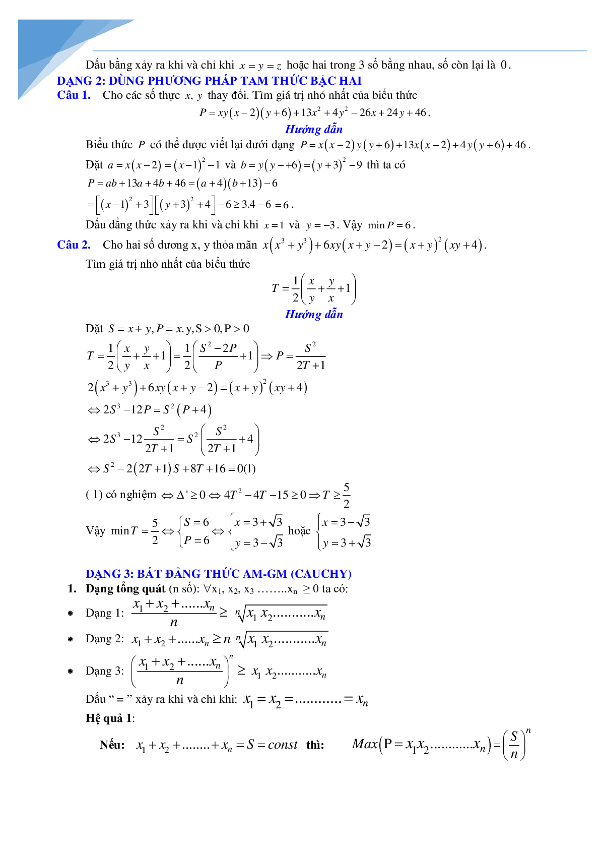 Các phương pháp chứng minh bất đẳng thức và tìm min max (trang 4)