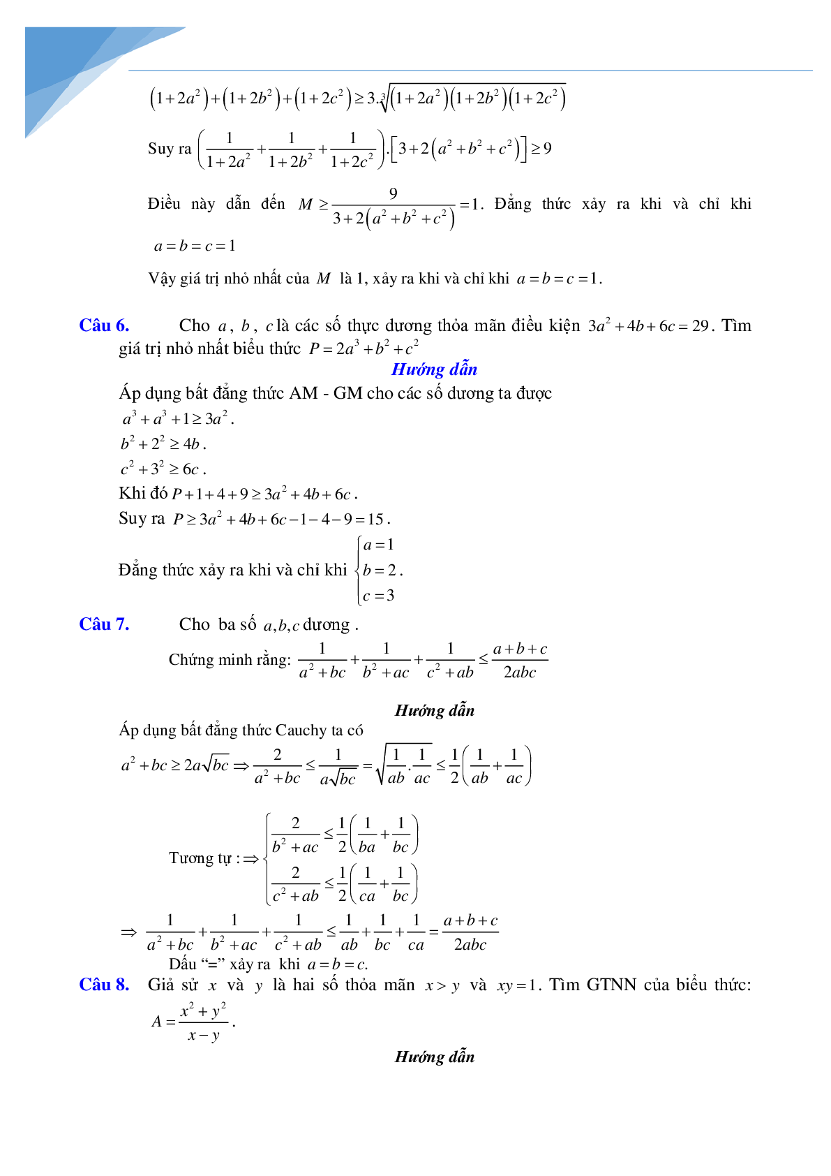 Các phương pháp chứng minh bất đẳng thức và tìm min max (trang 9)