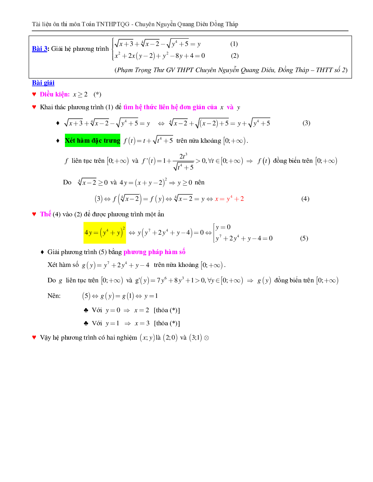 Giải hệ phương trình bằng phương pháp hàm số (trang 4)