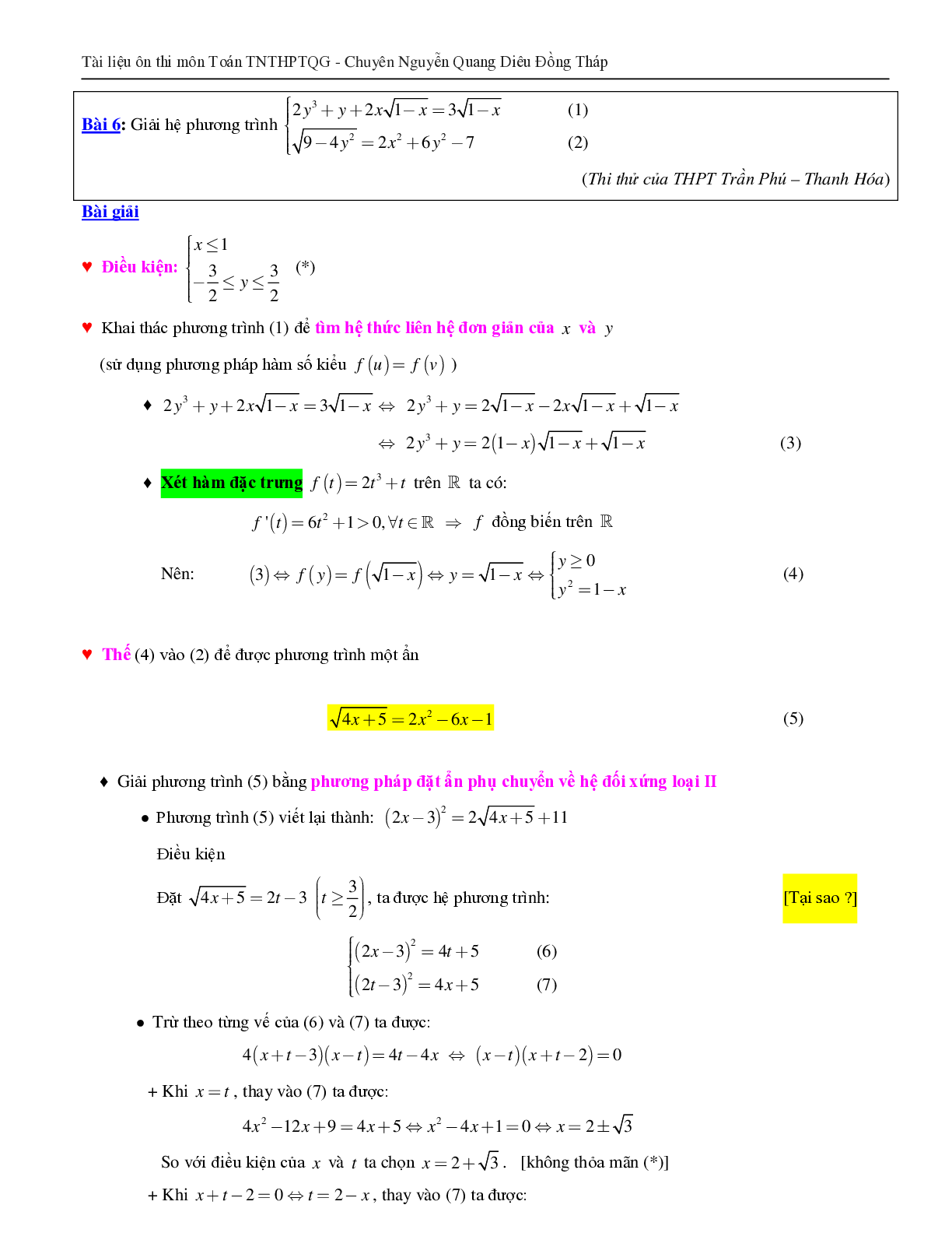 Giải hệ phương trình bằng phương pháp hàm số (trang 8)