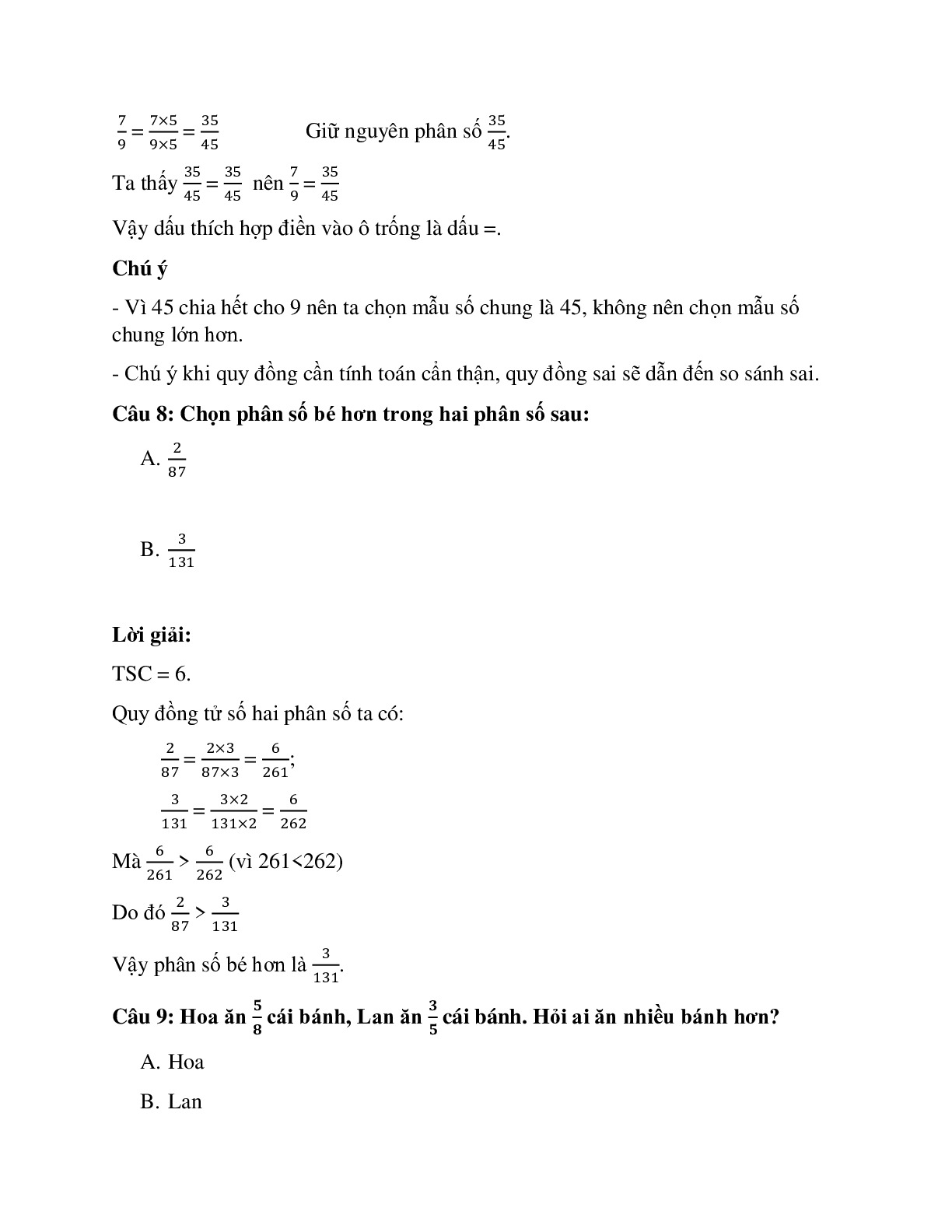25 câu Trắc nghiệm So sánh hai phân số cùng mẫu có đáp án 2023 – Toán lớp 4 (trang 4)