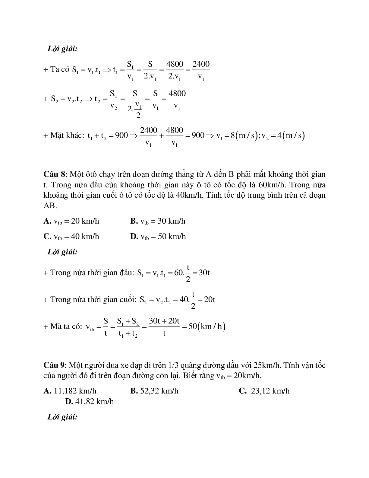 Phương pháp giải và bài tập về Xác định vận tốc trung bình. xác định các giá trị trong chuyển động thẳng đều (trang 5)