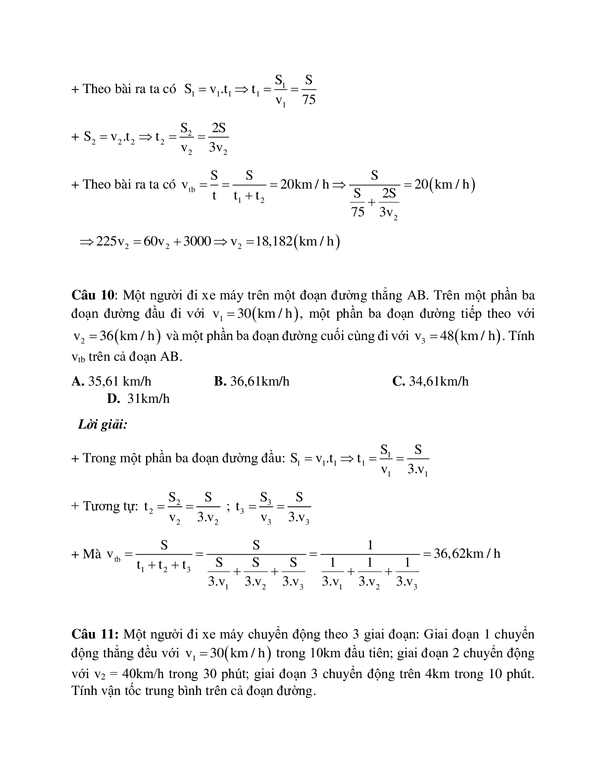 Phương pháp giải và bài tập về Xác định vận tốc trung bình. xác định các giá trị trong chuyển động thẳng đều (trang 6)