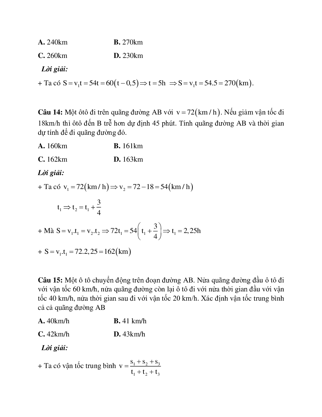 Phương pháp giải và bài tập về Xác định vận tốc trung bình. xác định các giá trị trong chuyển động thẳng đều (trang 8)