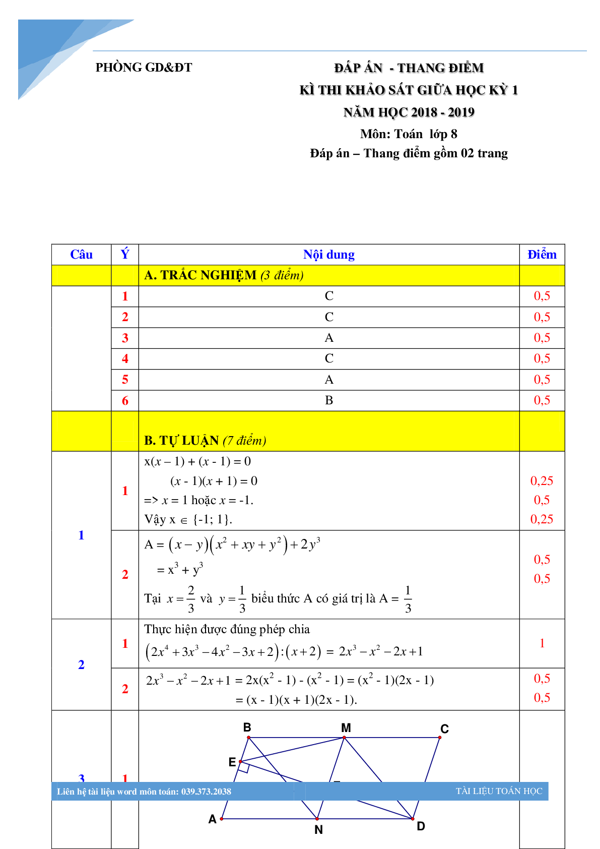 Đề giữa kì 1 môn toán lớp 8 Hà Nội năm học 2022 - 2023 (trang 6)