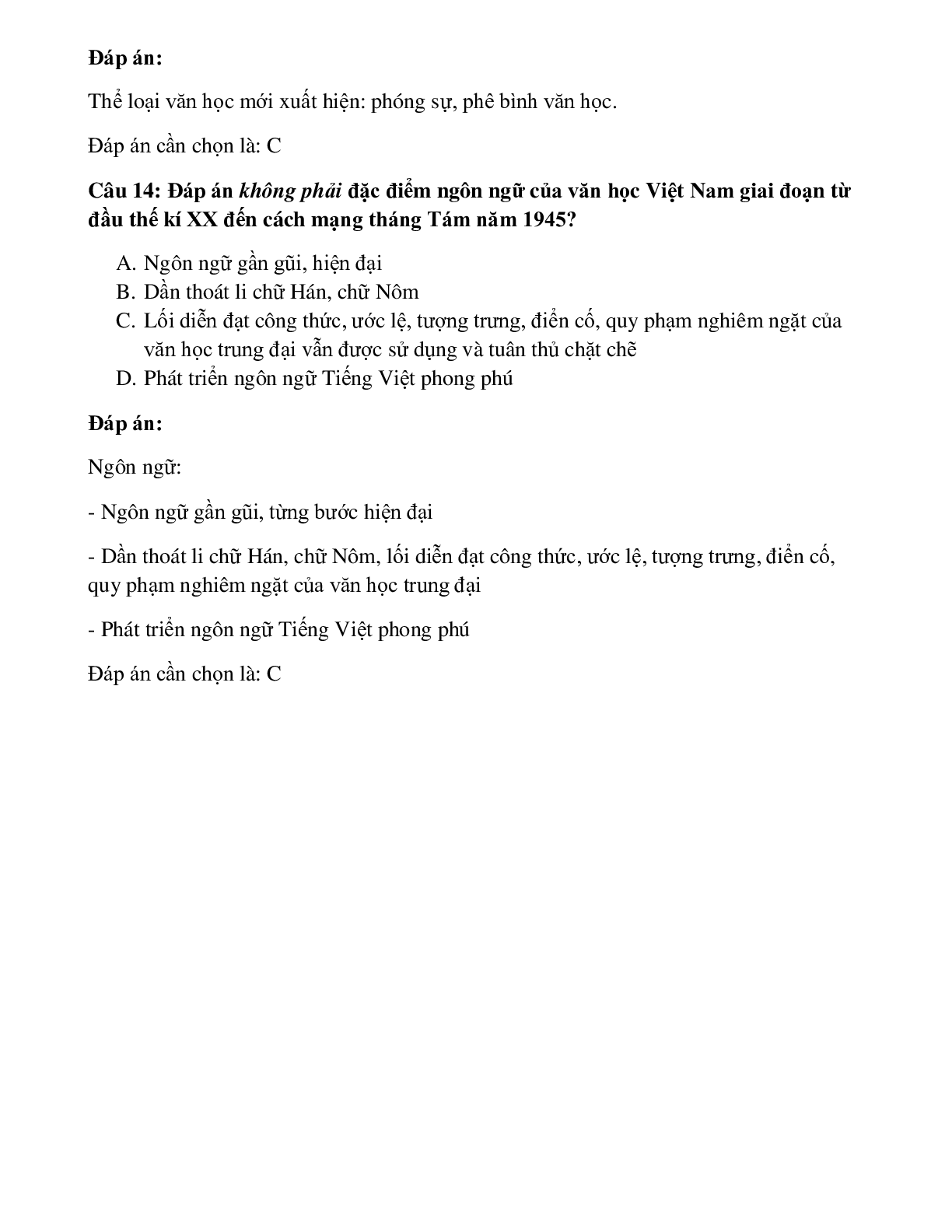 33 câu Trắc nghiệm Khái quát văn học Việt Nam từ TK XX đến 1945 có đáp án 2023 – Ngữ Văn lớp 11 (trang 6)
