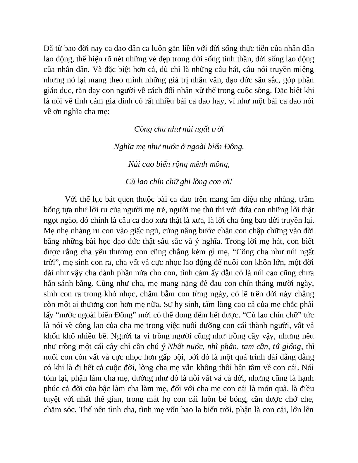 Sơ đồ tư duy bài Ca dao, dân ca những câu hát về tình cảm gia đình dễ nhớ, ngắn nhất - Ngữ văn lớp 7 (trang 5)
