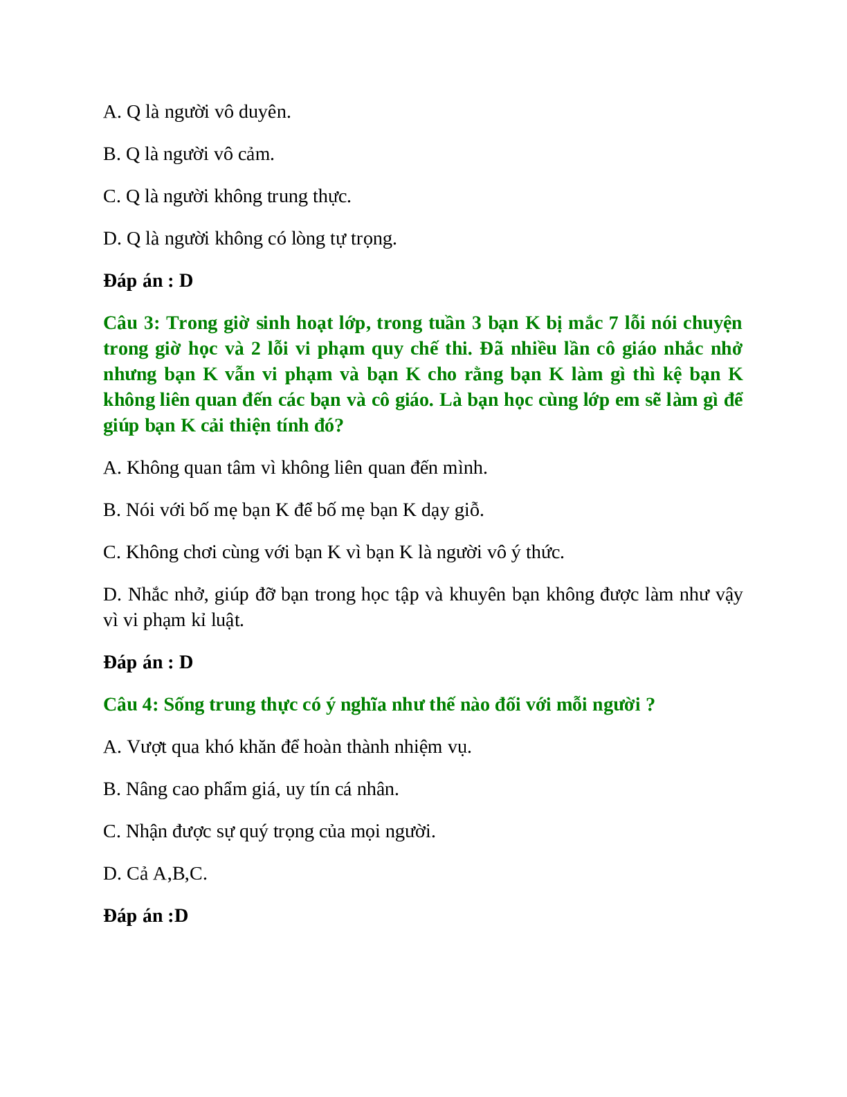 GDCD 7 Bài 3 (Lý thuyết và trắc nghiệm): Tự trọng (trang 3)