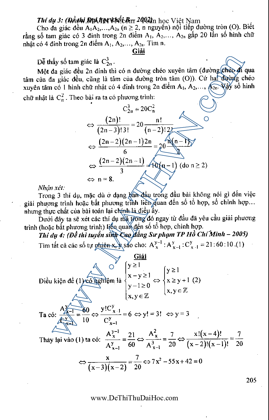 Các bài toán về số tổ hợp - chỉnh hợp và phép đếm môn Toán lớp 11 (trang 5)