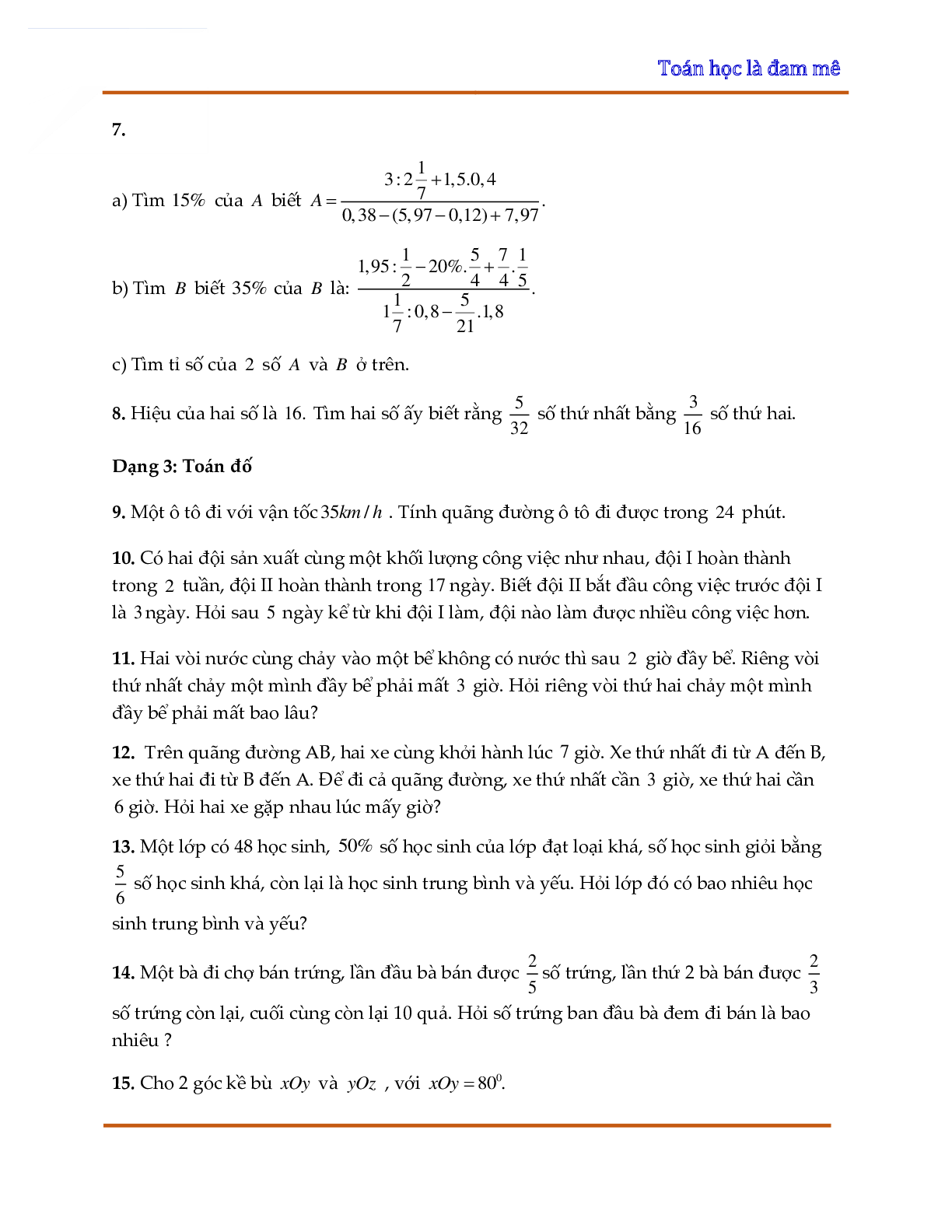 Đề cương ôn tập học kỳ II toán 6 THCS Nguyễn Tất Thành - Hà Nội (trang 3)