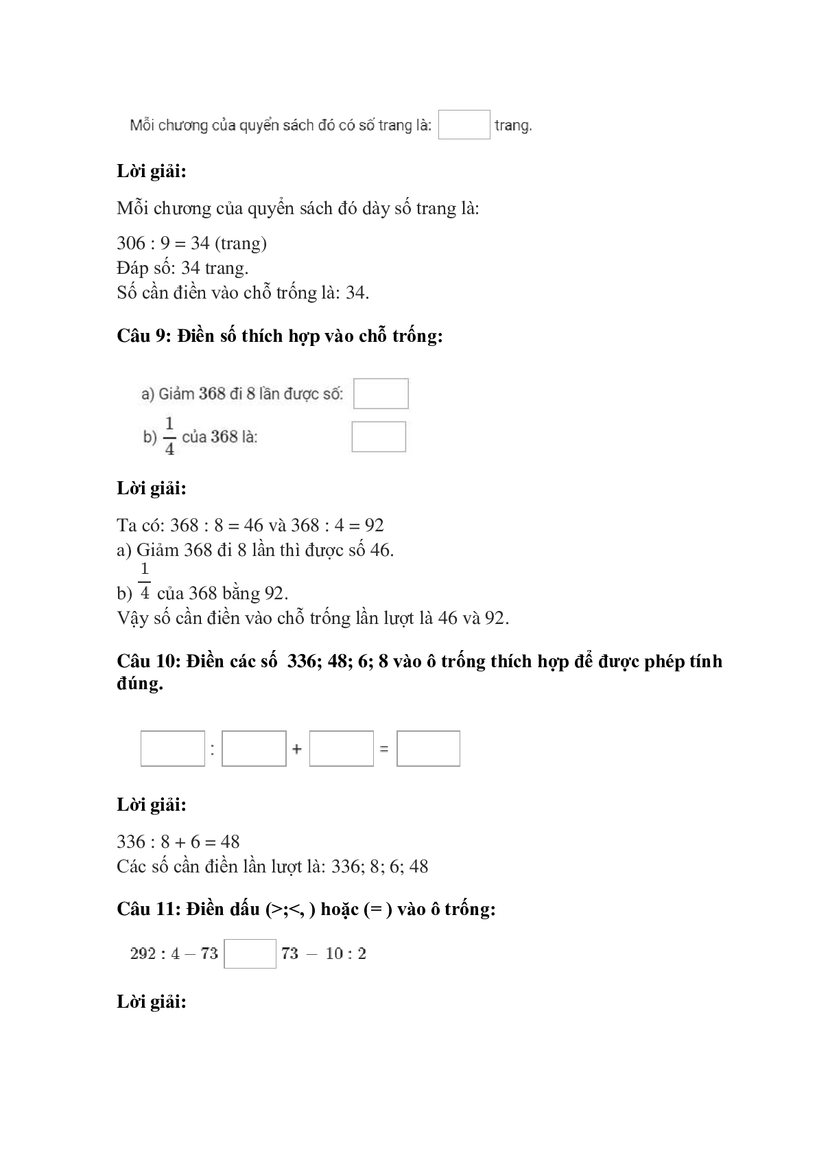 Trắc nghiệm Chia số có ba chữ số cho số có một chữ số có đáp án – Toán lớp 3 (trang 4)